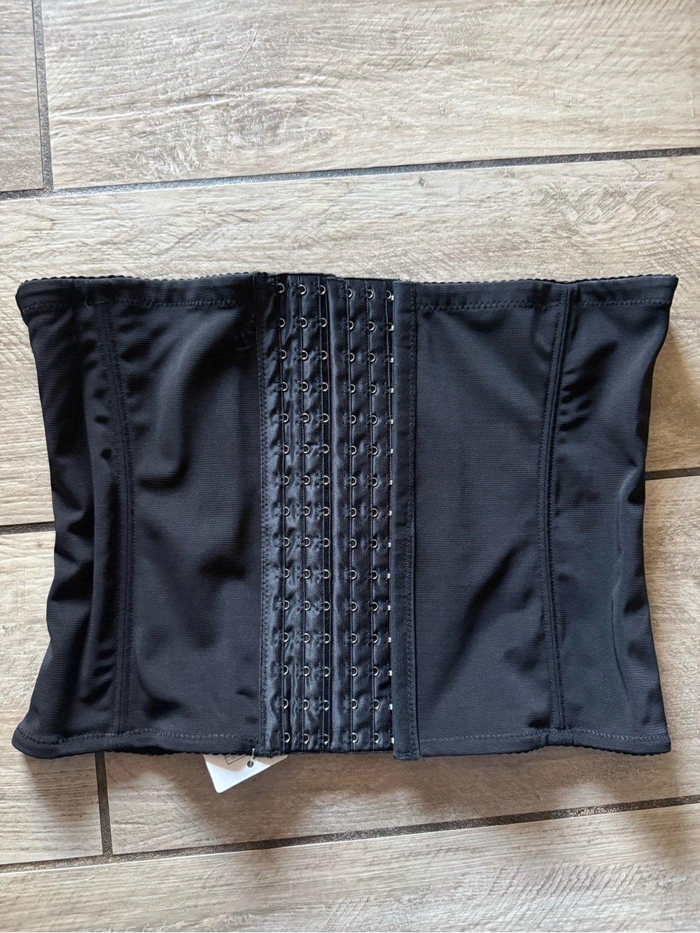 Ekouaer Black Waist Trainer Corset with Hook-and-Eye Front